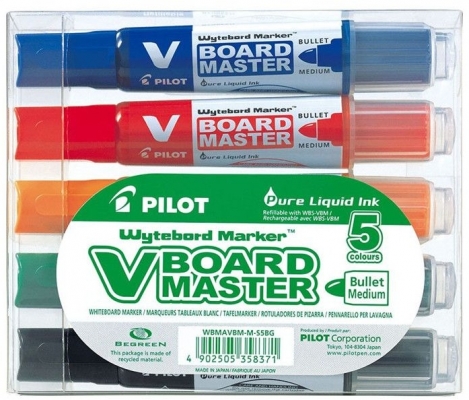 Set 5 Markere Pentru Tabla Pilot 2 3 Mm Varf Rotund Vboard Master BNB