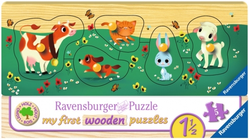 Puzzle Din Lemn Cu Animale, 5 Piese Ravensburger