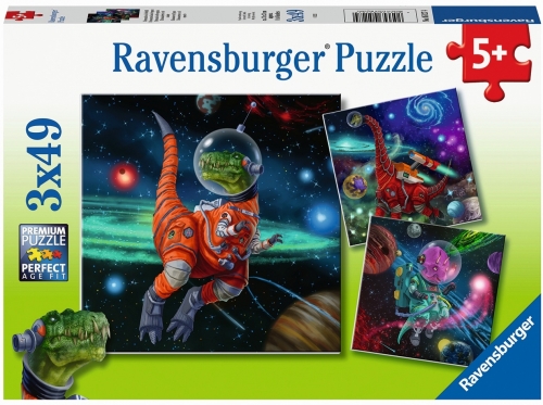 Puzzle Dinozauri In Spatiu, 3X49 Piese Ravensburger