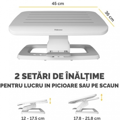 Suport picioare culoare alb Hana Blanco Fellowes