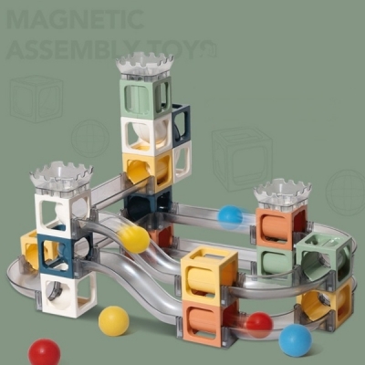 Set 23 piese magnetice, tobogane si bile, multicolor 