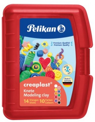 Plastilina Creaplast, set 10, culori asortate, cutie rosie, 240g, Pelikan