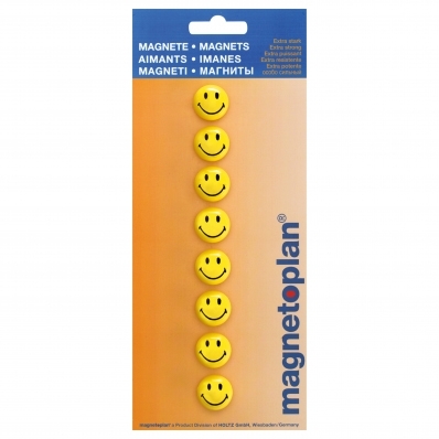 Magneti Smiley 20 mm diametru, 8 buc/set, Magnetoplan