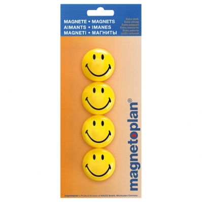 Magneti Smiley 40 mm diametru, 4 buc/set, Magnetoplan 