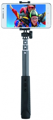 Selfie Stick Aluminiu, bluetooth, cu lanterna integrata, 80 cm, negru Hama