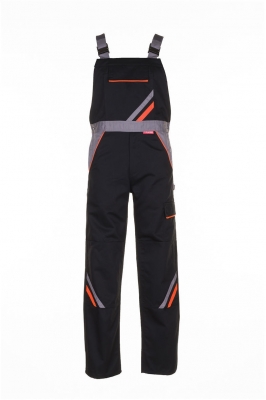 Pantalon cu pieptar, negru / portocaliu / gri, Visline, Rock Safety 