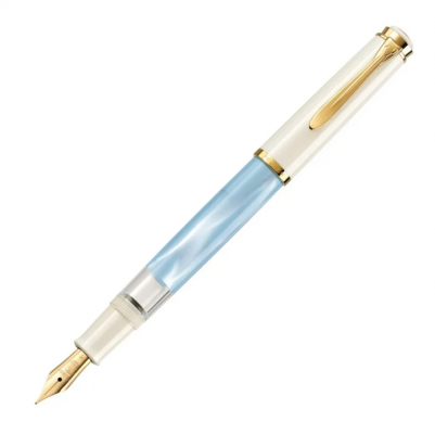 Stilou Classic M200 Pastel Blue, Penita M din otel inoxidabil,accesori aur 24k, Pelikan