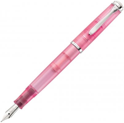 Stilou Classic M205 Rose Quartz, penita M, accesorii argintii, Pelikan