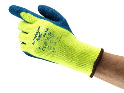 Manusi Hi-Vis cu captuseala termica ACTIVARMR 80-400, galben/albastru, Ansell