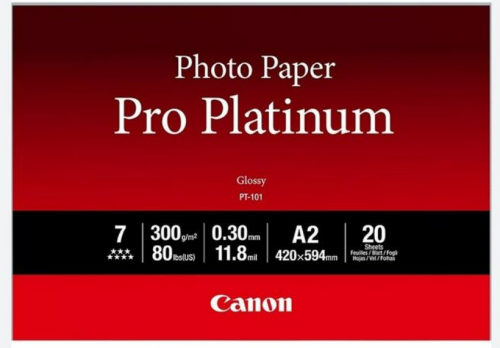 Hartie foto lucrioasa, Canon PT-101, 420 x 594 mm, A2, 300 g/m2, 20 coli/top