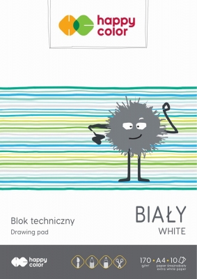 Bloc desen, alb, A4, 10 coli, 170gsm, Happy Color 