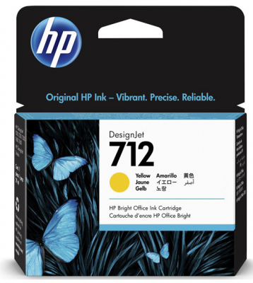 Cartus cerneala HP 712 29-ml Yellow Original DesignJet 3ED69A