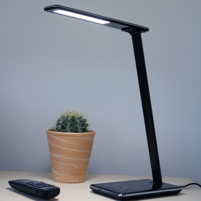 Lampa birou Unilux Linka LED, negru, reglabila, USB si wireless