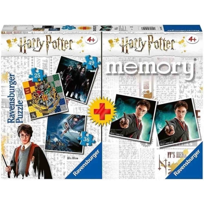 Puzzle + Joc Memory Harry Potter, 25/36/49 Piese Ravensburger