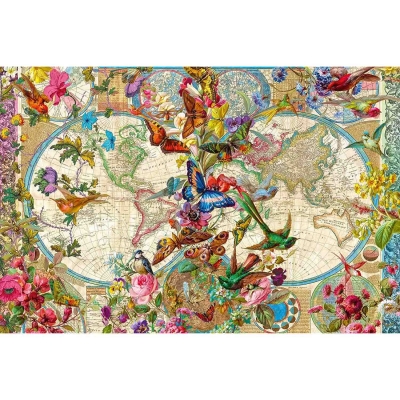 Puzzle Harta Lumii Cu Fauna Si Flora, 3000 Piese Ravensburger