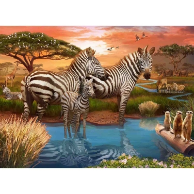 Puzzle Zebre La Apa, 500 Piese Ravensburger