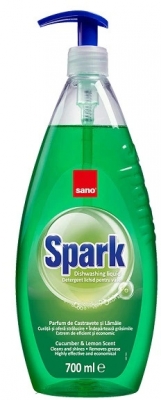 Detergent vase Sano Spark castravete, cu pompita, 700ML