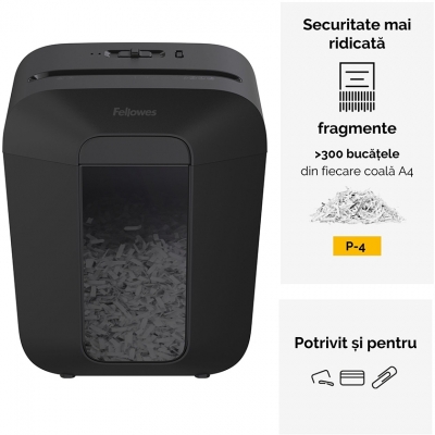 Distrugator documente Powershred LX50, 9 coli, cross-cut, negru Fellowes