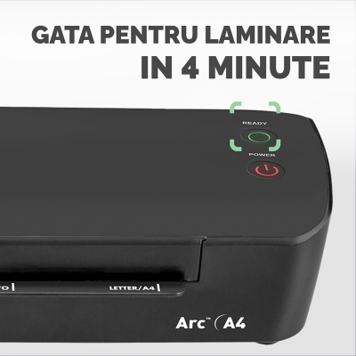 Laminator Arc, A4, 2 role, negru, Fellowes 