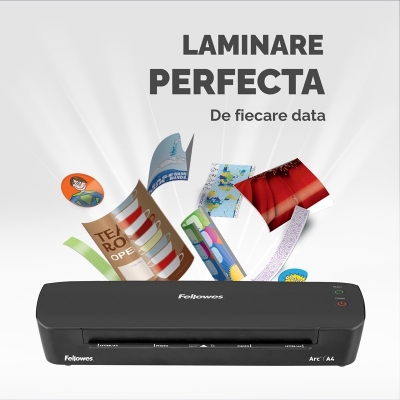 Laminator Arc, A4, 2 role, negru, Fellowes 