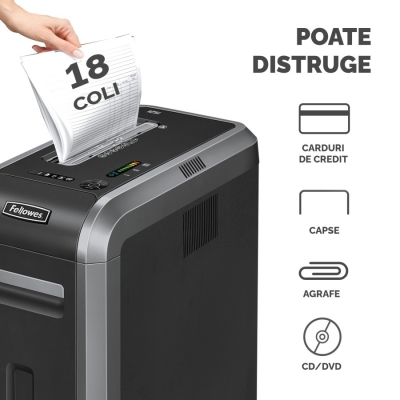 Distrugator documente manual, P2, 18 coli, strip cut, Powershred 125i Fellowes 