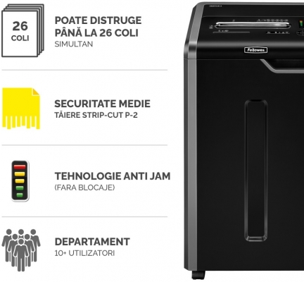 Distrugator documente manual, P2, 26 coli, strip cut, functionare continuu, Powershred 325i Fellowes