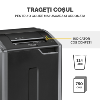 Distrugator documente manual, P2, 40 coli, strip cut, functionare continuu, Powershred 425i Fellowes 