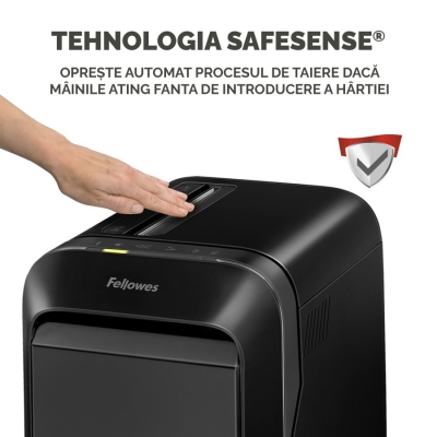 Distrugator documente manual, P5, 20 coli, micro cut, negru, LX221 Fellowes