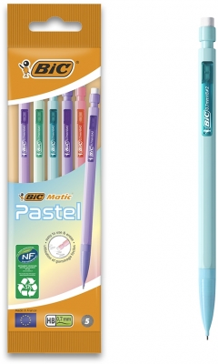 Creion mecanic Matic Pastel, diverse culori, 0.7 mm 5 buc/set BIC