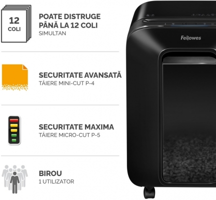 Distrugator documente manual, P4, 12 coli, cross cut,  Powershred LX200 Fellowes 