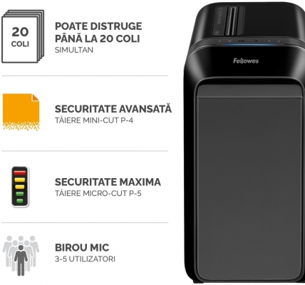 Distrugator documente manual, P4, 20 coli, cross cut, Powershred LX220 Fellowes