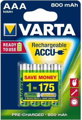 Acumulator R3 (AAA) 800 mAh 4 buc/blister VARTA