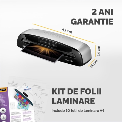 Laminator Saturn 3i, A4, 2 role, kit folii inclus, Fellowes