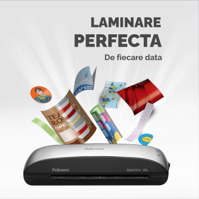 Laminator Spectra, A4, 2 role, kit folii inclus, Fellowes