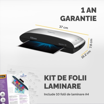 Laminator Spectra, A4, 2 role, kit folii inclus, Fellowes