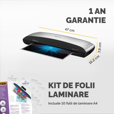 Laminator Spectra, A3, 2 role, kit folii inclus, Fellowes 