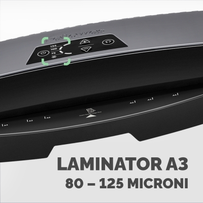 Laminator Calibre, A3, 2 role, kit folii inclus, Fellowes 