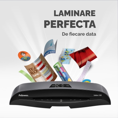 Laminator Calibre, A3, 2 role, kit folii inclus, Fellowes 