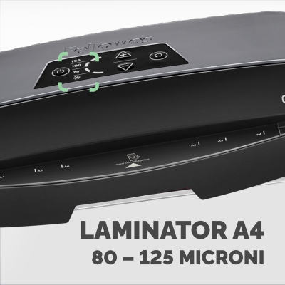 Laminator Calibre, A4, 2 role, kit folii inclus, Fellowes 