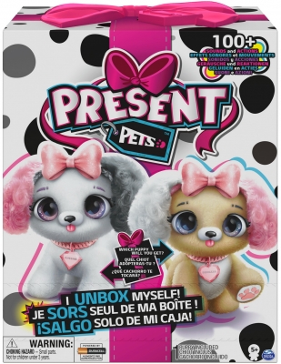 Jucarie interactiva animalut de companie surpriza Fancy Pup Present Pets, roz Spin Master