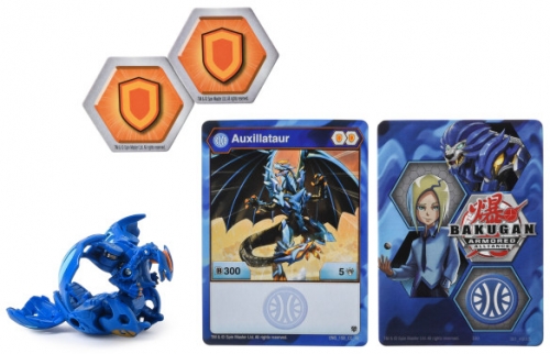 Figurina bila Bakugan S2 Basic Auxillataur cu card Baku-gear Spin Master