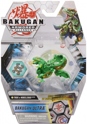 Figurina bila Bakugan S2 Ultra Trox Nobilious cu card Baku-gear Spin Master