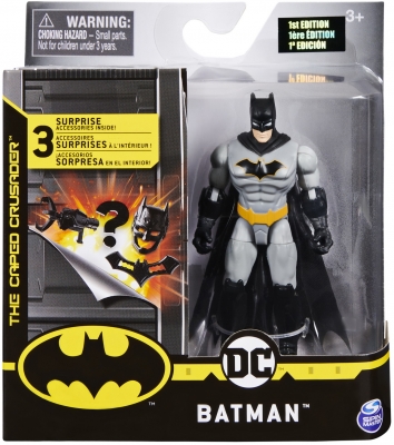 Figurina Batman gri, 10 cm, cu accesorii surpriza Spin Master