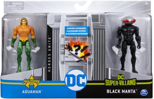 SET 2 FIGURINE FLEXIBILE AQUAMAN SI BLACK MANTA CU 6 ACCESORII SPIN MASTER