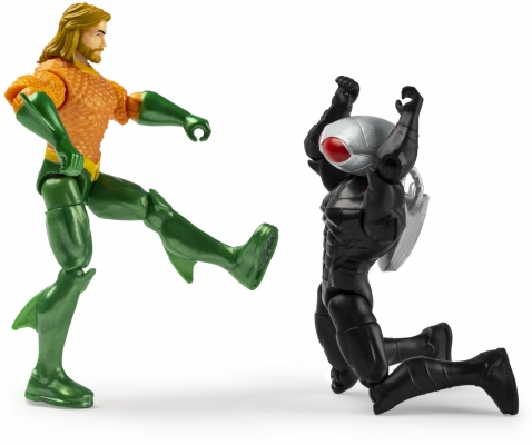 SET 2 FIGURINE FLEXIBILE AQUAMAN SI BLACK MANTA CU 6 ACCESORII SPIN MASTER