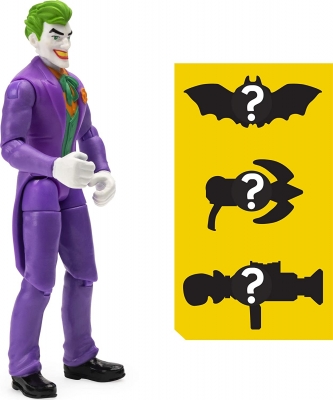 Figurina Joker costum mov, 10 cm, cu 3 accesorii surpriza Spin Master