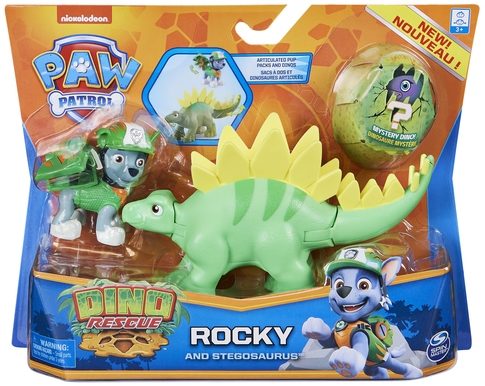 PATRULA CATELUSILOR SET FIGURINA CATELUS ROCKY SI DINOZAUR STEGOSAURUS SPIN MASTER