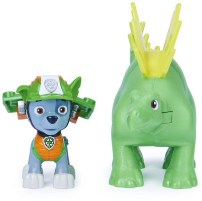 PATRULA CATELUSILOR SET FIGURINA CATELUS ROCKY SI DINOZAUR STEGOSAURUS SPIN MASTER