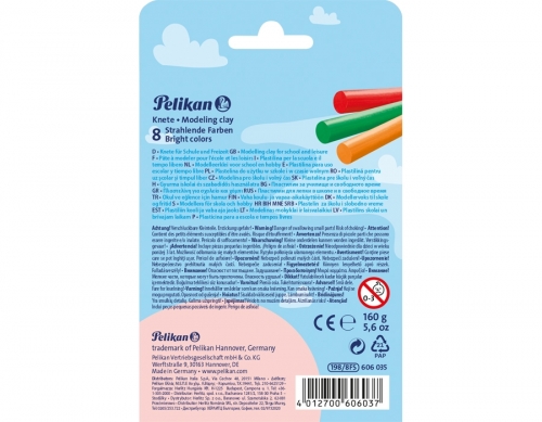 Plastilina Creaplast, 8 culori, cutie carton, Pelikan