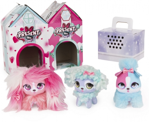 Jucarie de plus animalut de companie Fluffy Mini Present Pets 3 buc/set Spin Master